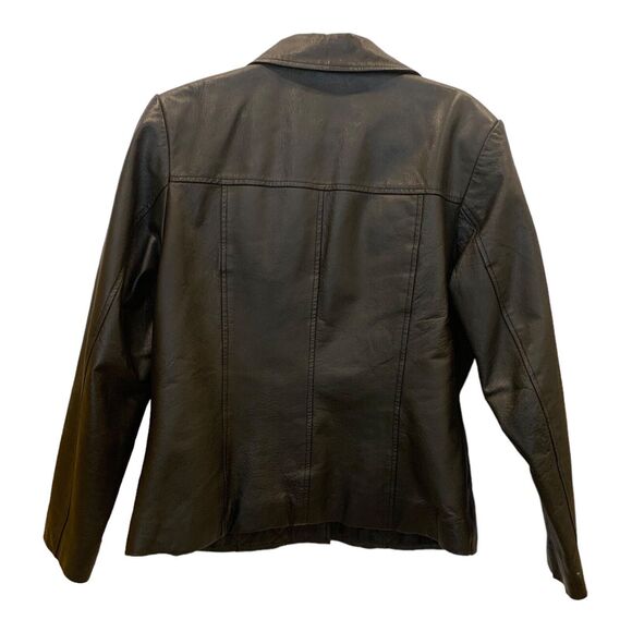 Bagatelle VTG Button Down Boxy Leather Jacket Coat Black Sz M - Picture 6 of 7